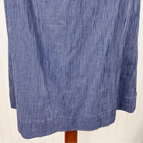 Madewell Off-the-Shoulder Bell-Sleeve Dress Navy Blue Pinstripe G3457 Size 6 - Picture 7 of 10